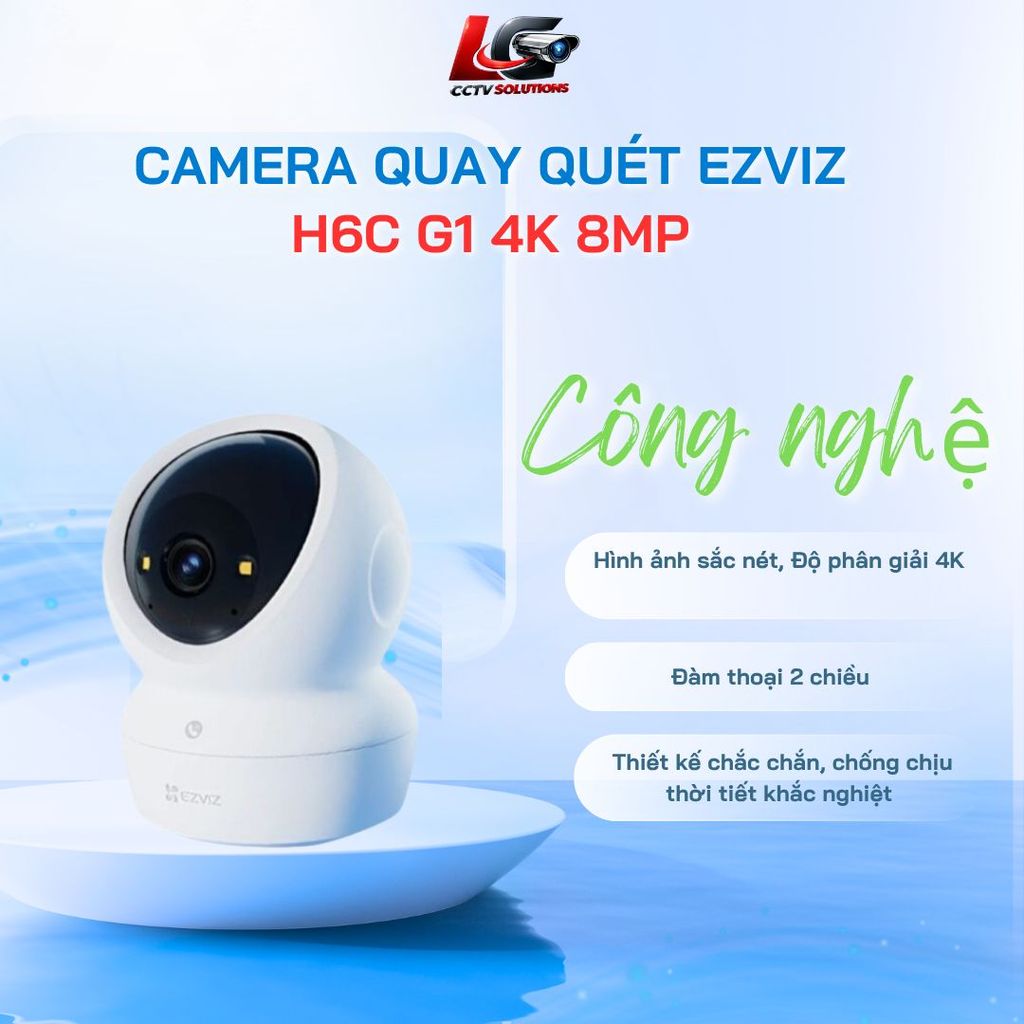 Camera Wi-Fi Trong Nhà Ezviz H6c Pro 4K 8MP (Mã H6c-G1-4K) - Siêu Nét 4K, Xoay 360, Nút Gọi 1 Touch