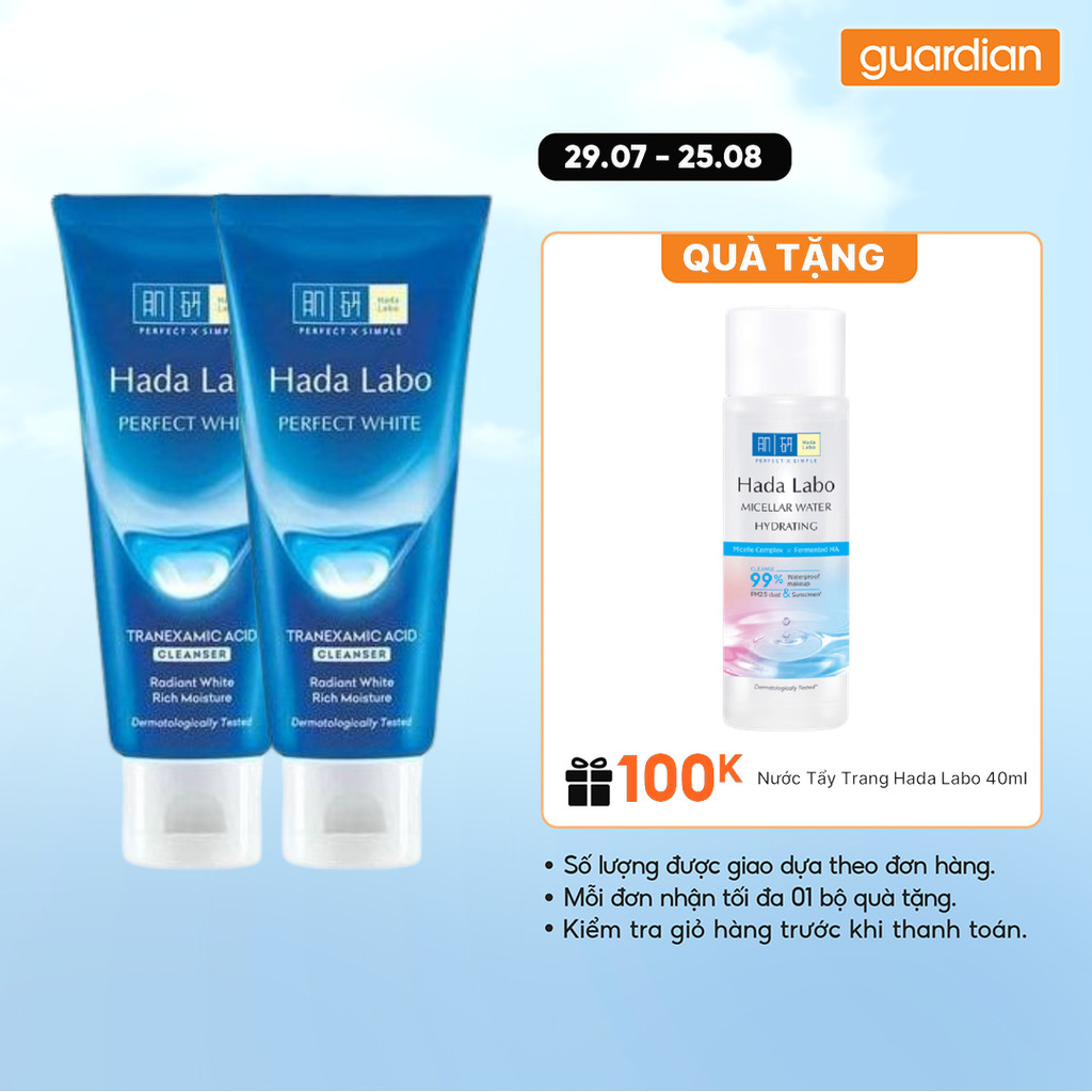 Combo 2 Kem Rửa Mặt Giúp Dưỡng Sáng Perfect White Cleanser Hada Labo 80Gr