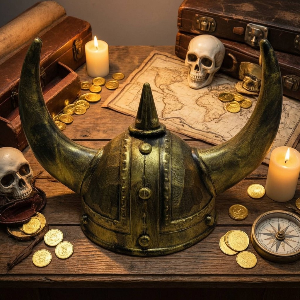 Mũ bảo hiểm Viking có sừng Mũ bảo hiểm sáng bóng có sừng Mũ lưỡi trai nhẹ bằng nhựa cho Halloween, C