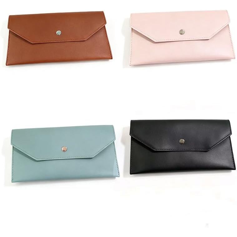 4 Ví đựng tiền mặt, Hộp đựng tiền bằng da PU để nhồi tiền, cọ trang điểm và bút (Đen + Hồng + Xanh +