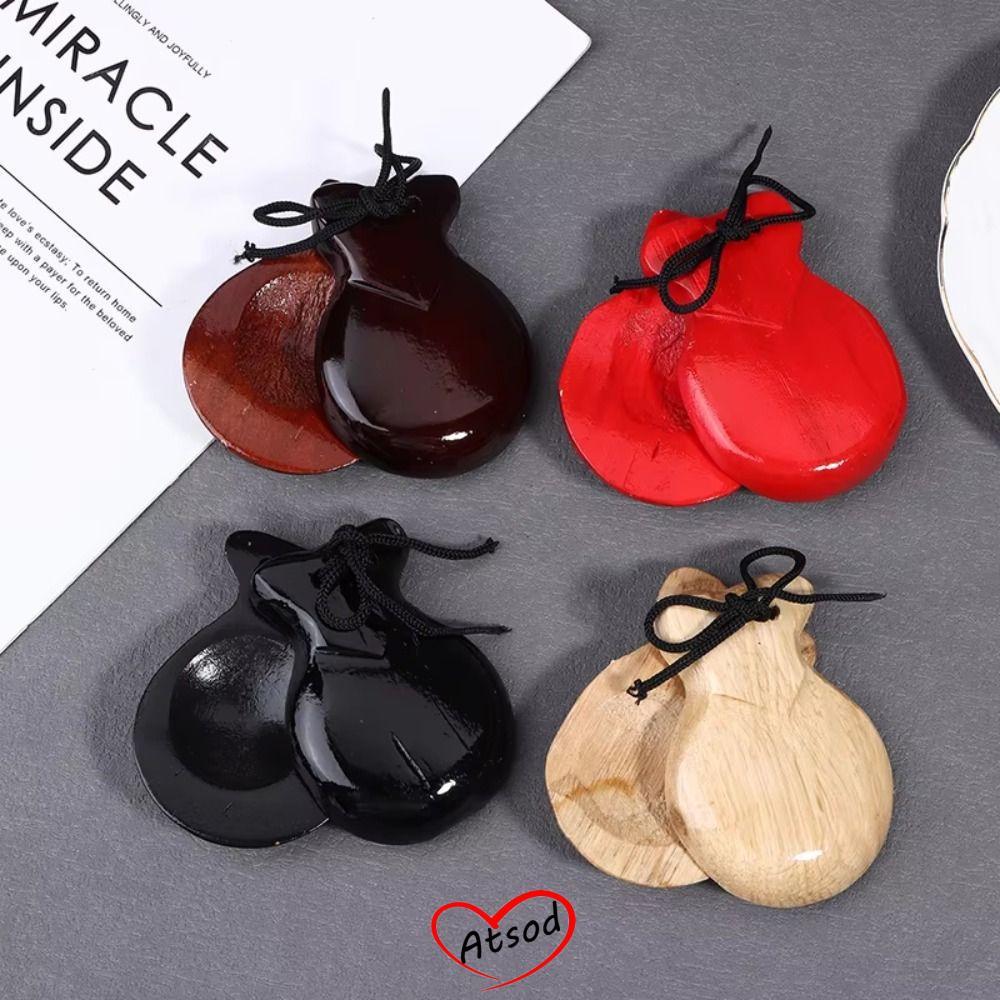 ATSOD Gỗ Castanets, Gỗ Cứng Thiết Kế Truyền Thống Gỗ Clapper, Cổ Điển Với Dây Orff Bộ Gõ Flamenco Ph