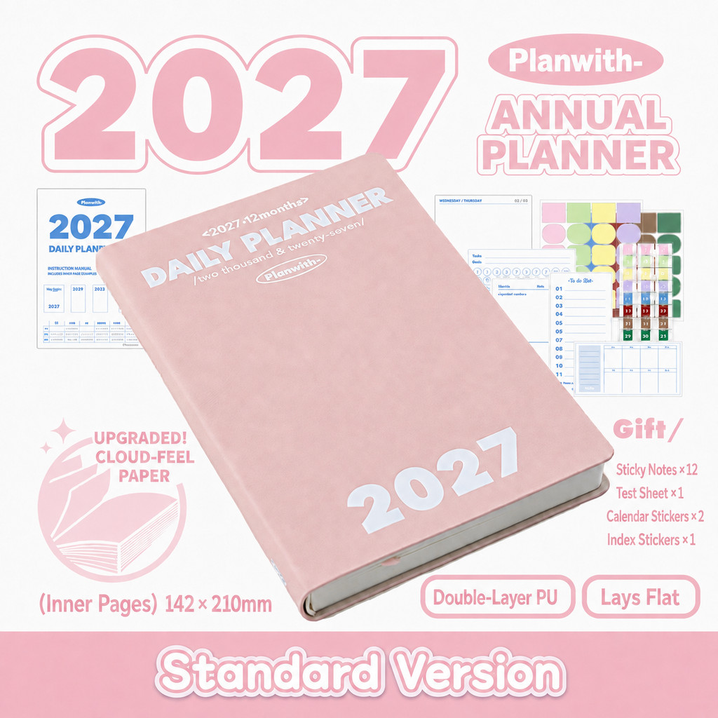 Cdaily|Planwith 2027 Standard Daily Planner A5 Sổ Kế Hoạch Ngày 2 Ngày Mỗi Trang Lịch 365 Ngày