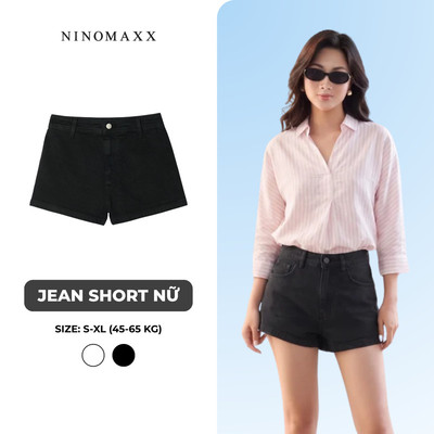 Quần Short Jean Nữ Chất Mềm Lưng Cao Basic Tôn Dáng Dễ Phối Đồ Ninomaxx 2601001
