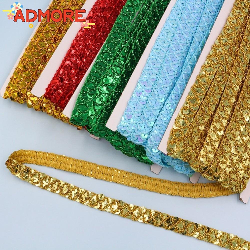 ADMORE Sequin Trim Ribbon, Băng ren sequin rộng 1,5cm kim loại, trang trí dài 10 mét kết cấu lấp lán
