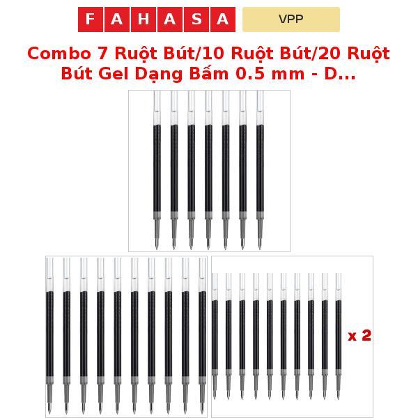 Combo 7 Ruột Bút/10 Ruột Bút/20 Ruột Bút Gel Dạng Bấm 0.5 mm - Deli S221 - Mực Đen