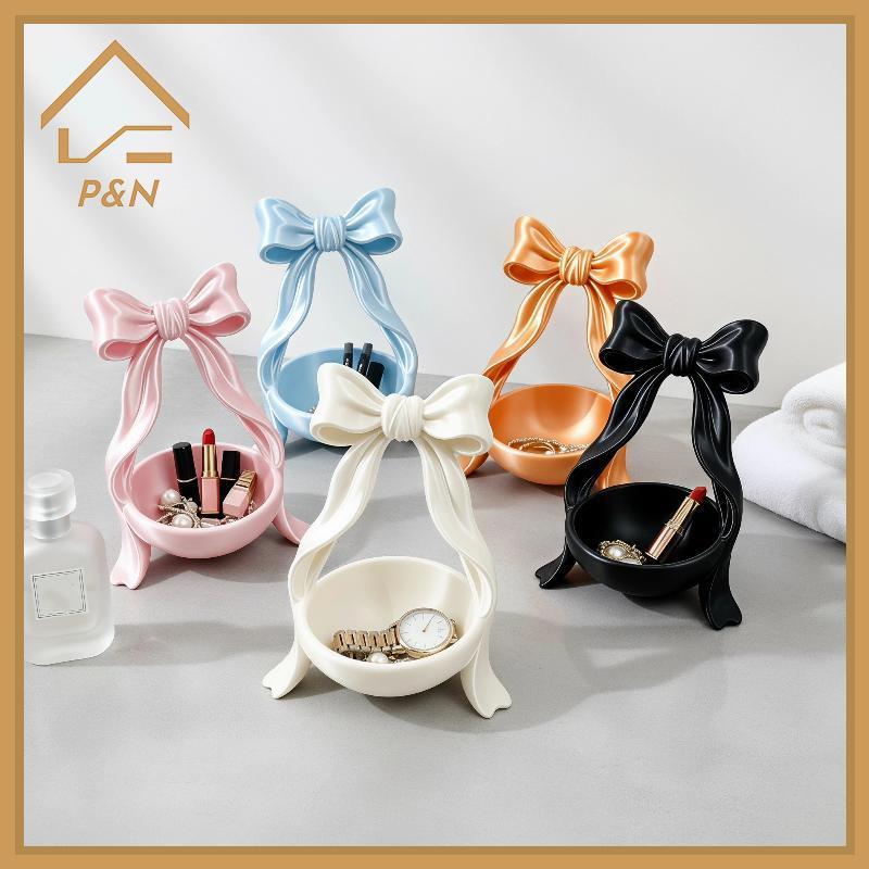 [P & N} Hộp trưng bày trang sức trang trí Ins Bow Design 1 Cái Dụng cụ sắp xếp lưu trữ máy tính để b