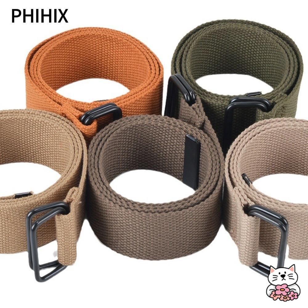 Thắt lưng quần PHHIX, Vải vải miễn phí Punch Canvas Belt, Khóa vòng đôi thông thường Cotton Canvas B