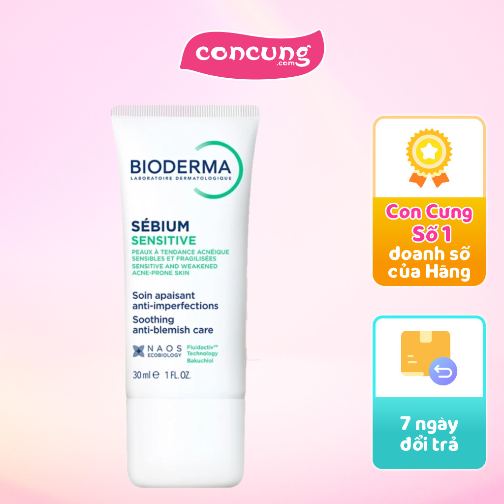 Kem dưỡng giảm mụn cho da mụn viêm nhạy cảm 
Bioderma Sébium Sensitive - 30 ml