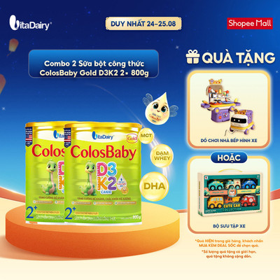 [COMBO 2 LON] Sữa bột ColosBaby D3K2 2+ cho trẻ trên 2 tuổi - Bổ sung dinh dưỡng, hỗ trợ đề kháng - Lon 800g