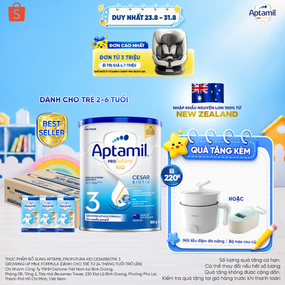 [MUA LÀ CÓ QUÀ] Combo 1 Sữa bột Aptamil Profutura Kid Cesarbiotik New Zealand số 3 (800g)+ 1 thùng Aptamil Super Gold