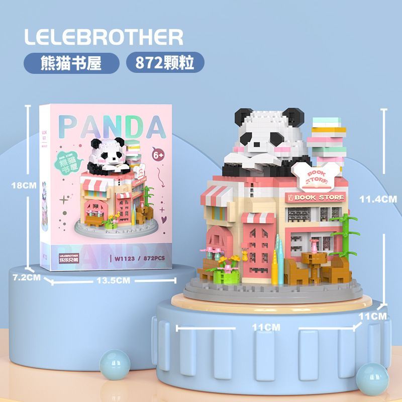 Panda Bookstore Tương Thích Lego Thu Nhỏ Hạt Khối Xây Dựng Cafe Cake Shop Lắp Ráp Đồ Chơi Hợp Thời T