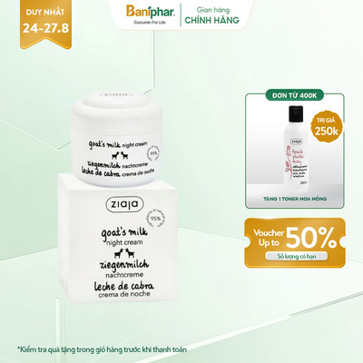 Kem dưỡng da sữa dê cấp ẩm ban đêm Ziaja Goat's Milk Night Cream 50ml