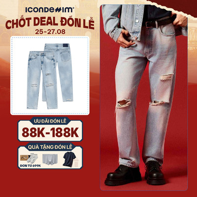 Quần Jeans Nam ICONDENIM Ống Suông Scar Form Straight QJID0284