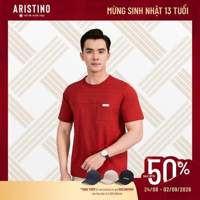 Áo Thun Tay Ngắn Nam Cổ Tròn Trắng Kẻ Aristino Trattoria Nhiều Màu ATS002AS0