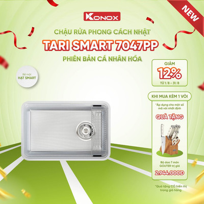 Chậu rửa bát inox 1 hố chống xước Konox TARI SMART 7047PP phong cách Nhật phiên bản cá nhân hóa - Bảo hành 10 năm