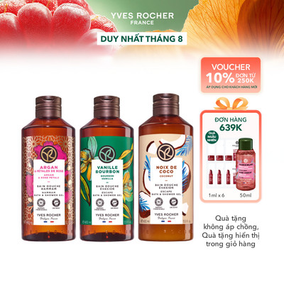 Combo 3 sữa tắm thiên nhiên hương hoa hồng - vani - dừa Yves Rocher 400mlx3