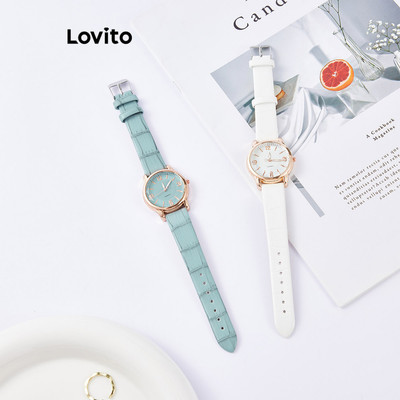 Đồng hồ Lovito thạch anh kim loại màu trơn thường ngày cho nữ L63AD287 (màu trắng/xanh dương ngọc)
