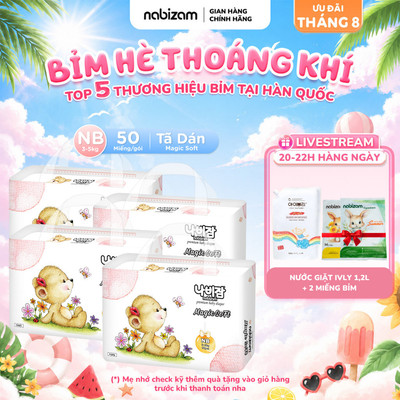 [TÃ DÁN] Combo 4 Bịch Tã/Bỉm Dán NABIZAM Magic Soft Cao Cấp An Toàn Cho Em Bé Size NB 3-5kg,50 Miếng