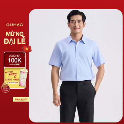 Áo Sơ Mi Nam GUMAC Form Suông Tay Ngắn Chất Bamboo Mặc Mát Công Sở ANG04062