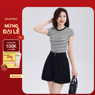 Áo Thun Nữ GUMAC Form Slim Cổ Tròn Tay Ngắn Phù Hợp Mặc Hằng Ngày Thanh Lịch Và Hiện Đại LATG05050