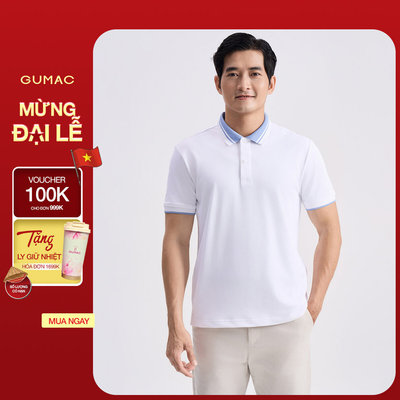Áo Polo Nam GUMAC Form Suông Phối Viền Cổ Tay Chất Thun Cá Sấu Thoáng Khí Trẻ Trung APNG04056