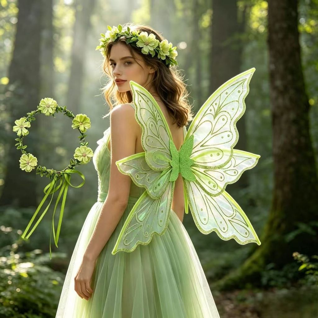Elf Wings Trẻ Em Người Lớn Dự Tiệc Ngày Lễ Đạo Cụ Bướm Ảnh Phù Thủy Oz Fairy Wings 6 Lá Vàng Hồng 8.