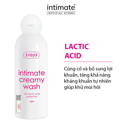 Dung Dịch Vệ Sinh Intimate With Lactic Acid ZIAJA Giúp Khử Mùi Hôi, Củng Cố Lợi Khuẩn, Cân Bằng pH 200ml