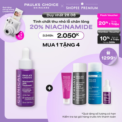 Tinh chất thu nhỏ lỗ chân lông to và làm sáng mịn bề mặt da Paula's Choice Clinical Niacinamide 20% Treatment 20ml 8030