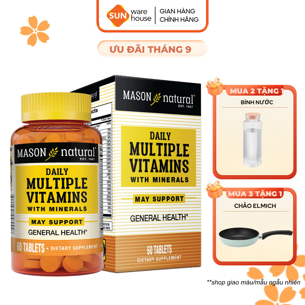 Viên Uống Hỗ Trợ Sức Khoẻ MASON NATURAL Daily Multiple Vitamins With Minerals 60 Viên