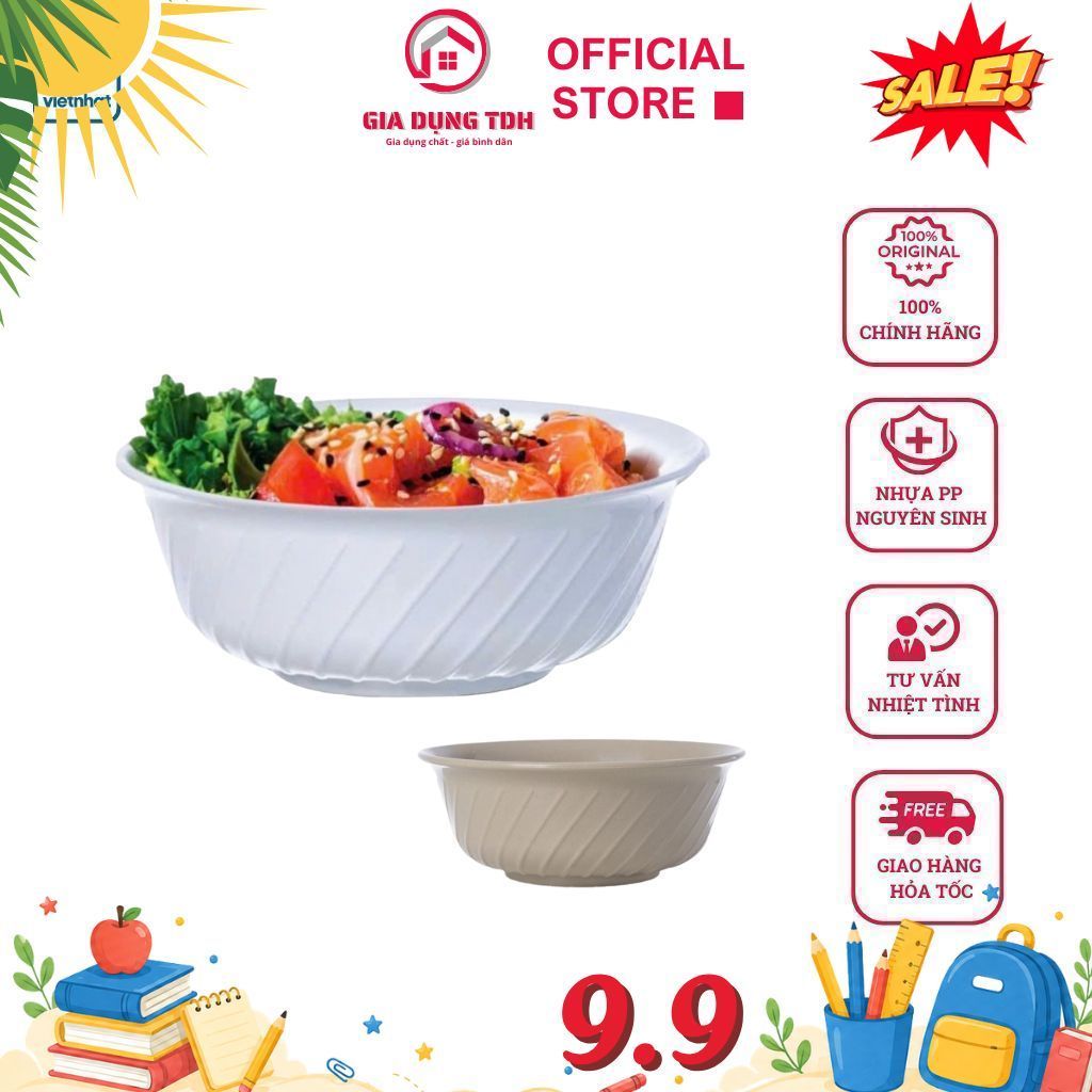 Bát Tô Nhựa Xoắn VIỆT NHẬT 6861/6862/6863 – Dùng Ăn Phở, Cháo, Bún, Mì – TDH