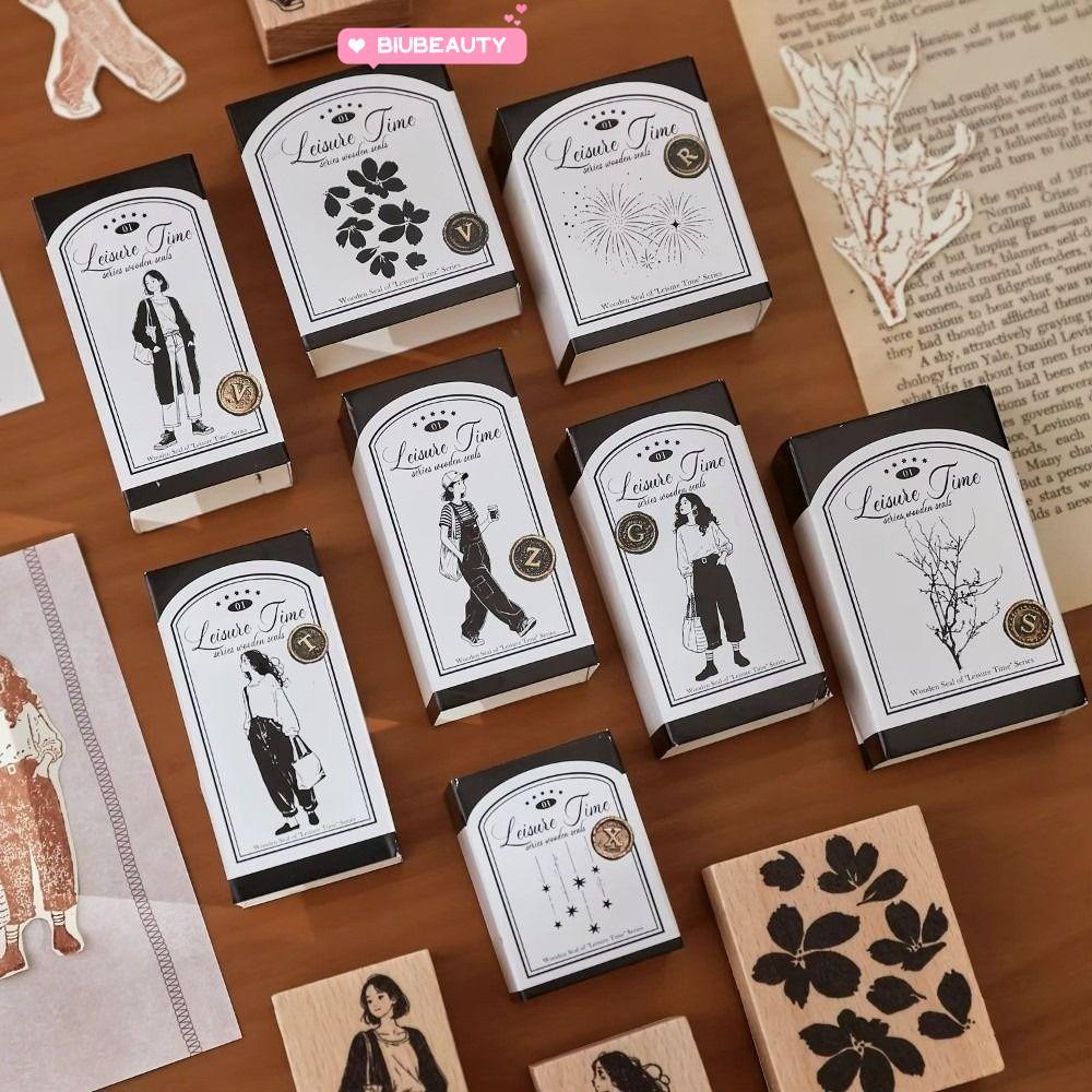 BIUBEAUTY Tem Gỗ, Tem Cao Su Handmade DIY, Tem Gỗ Vintage Quyến Rũ DIY Thêu Sò