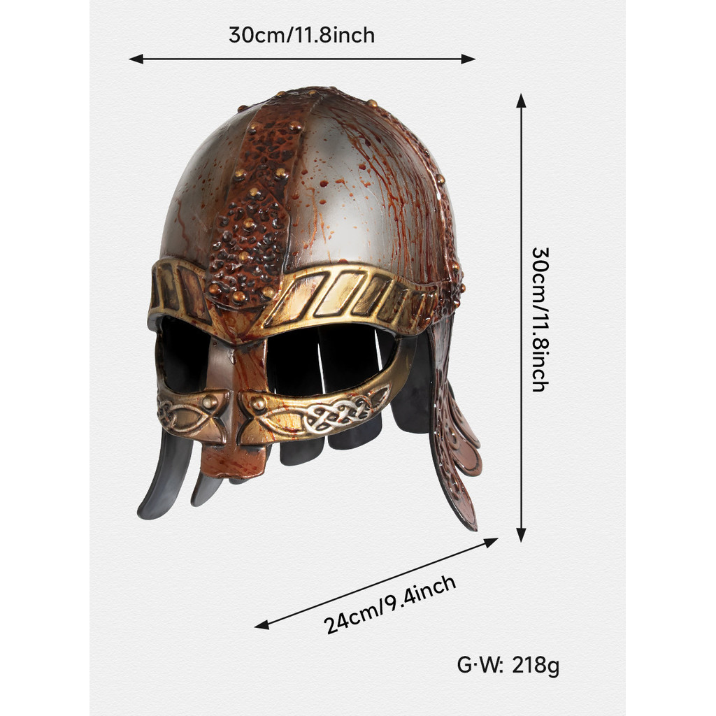 Mũ bảo hiểm Viking với mặt nạ Vết máu đau khổ Đạo cụ chiến binh thời trung cổ Thế kỷ Viking Chiến bi