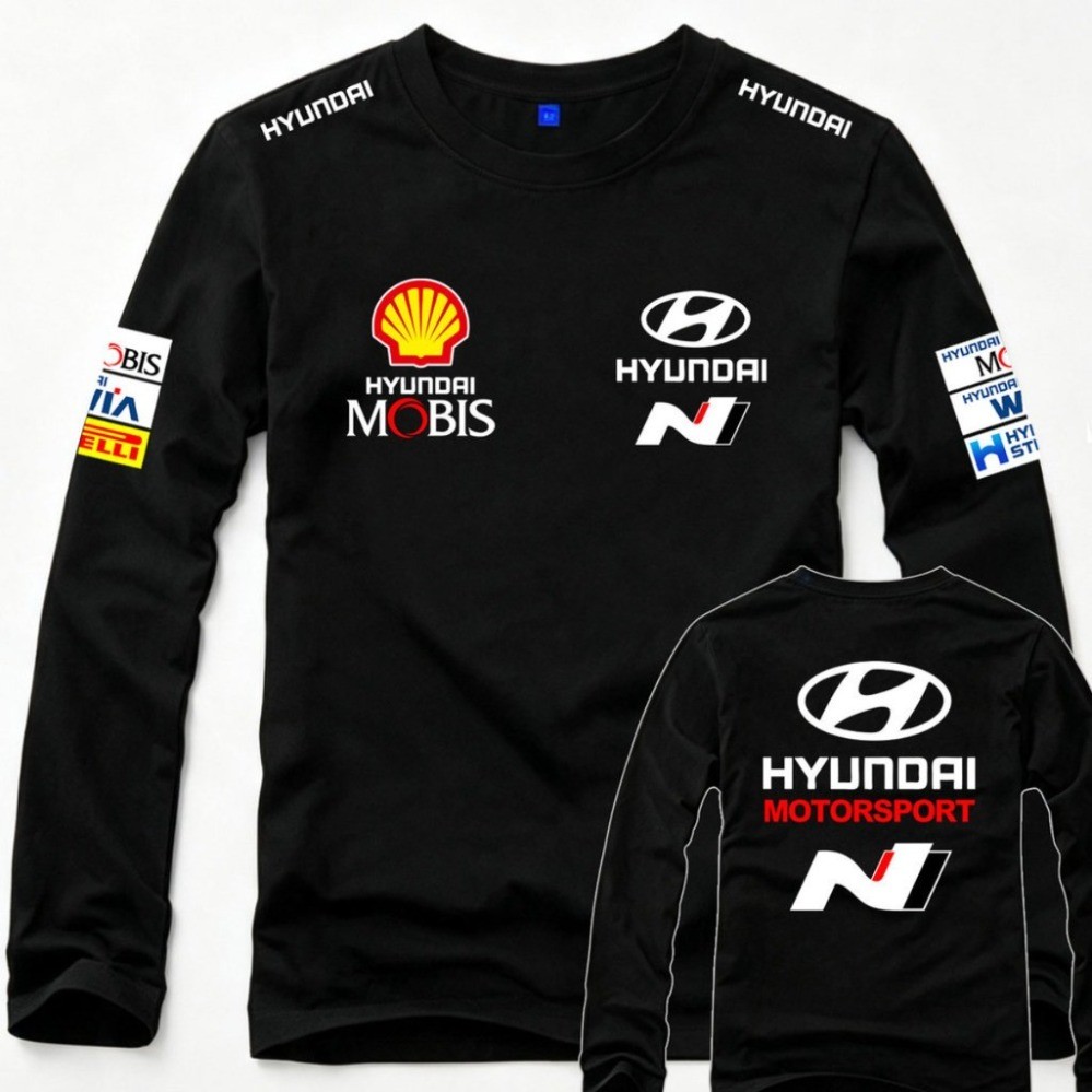 Chất lượng cao Hyundai Hyundai N Rally Mobis Logo đa năng in hình phía trước và phía trước Áo thun d