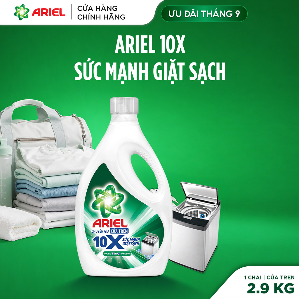 [LIVE]  Chai nước giặt cửa trên Ariel Gel ARIEL 10X Hương Downy Nắng Sớm 2.9KG