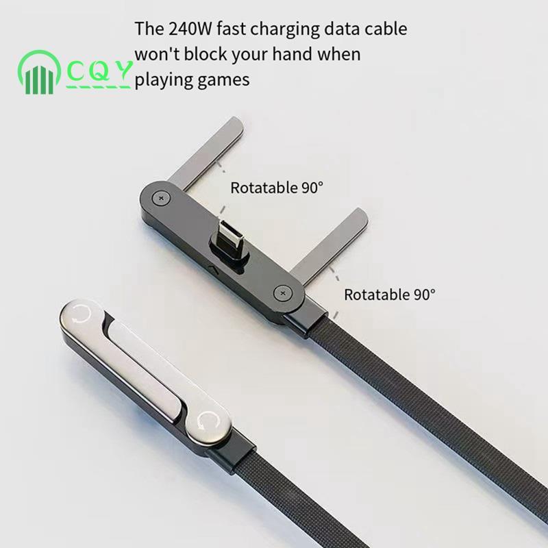 Giá đỡ cáp dữ liệu có thể gập lại 240W Type C sang Type C 2 trong 1 cho dây thiết bị IOS 18 / 17 / 1