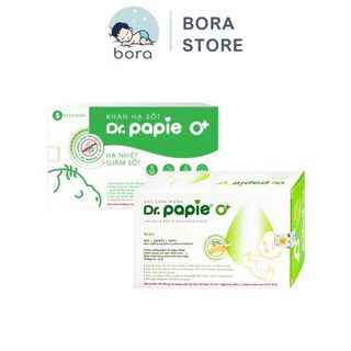  Combo 1 hộp gạc rơ lưỡi DrPapie 0+ và 1 hộp khăn lau hạ sốt DrPapie 0+ chăm sóc cho bé từ sơ sinh 
