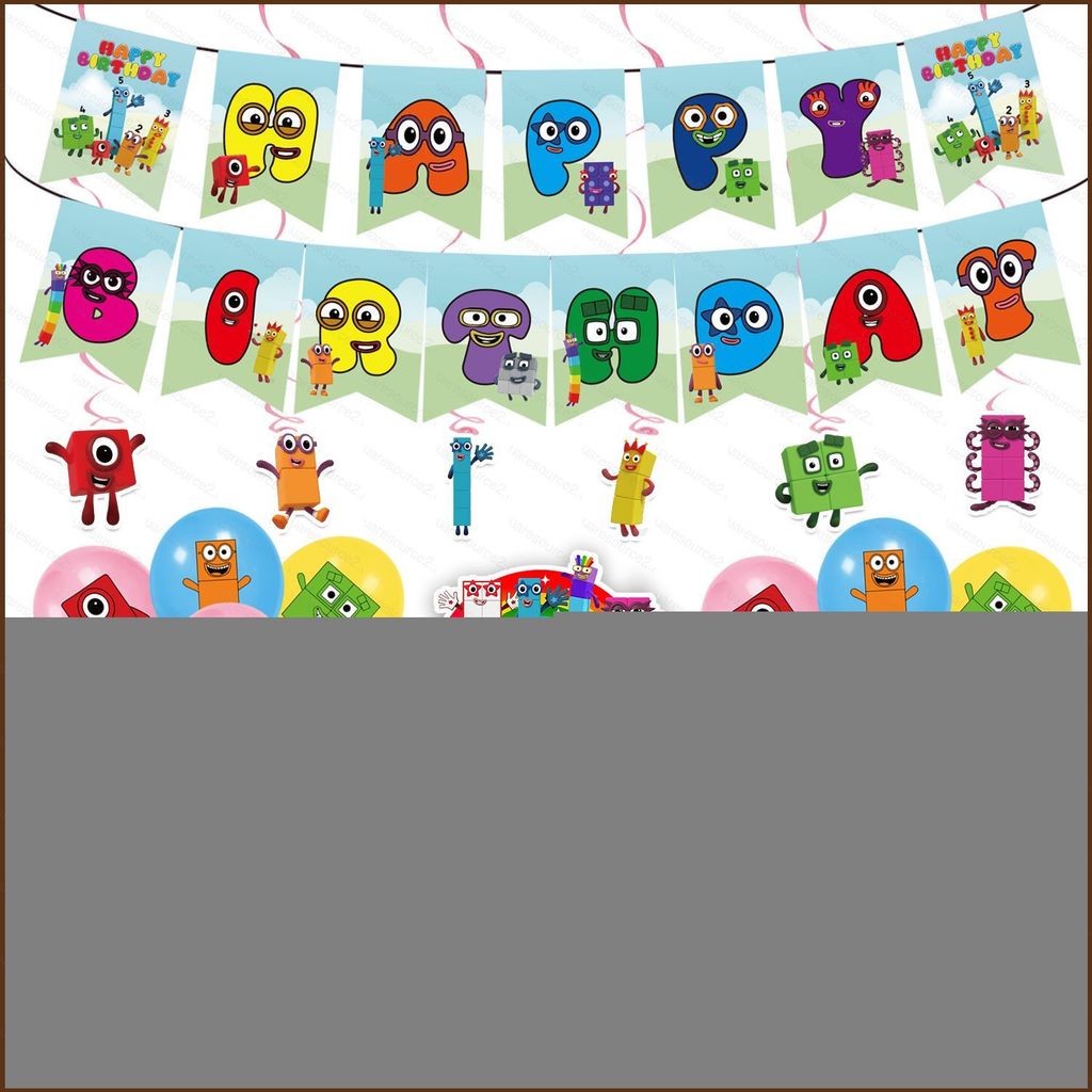 SQ2 Numberblocks Chủ đề trẻ em trang trí tiệc sinh nhật biểu ngữ bánh topper bóng bay bộ cung cấp QS