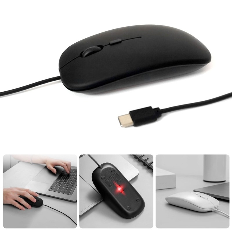ANN Có Dây USB C Chuột Nút Khử Tiếng Ồn Điều Khiển Cursor Chính Xác Hình Dạng Tiện Dụng
