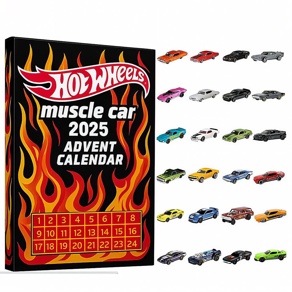2D Flat Hot Wheels Muscle Toy Car 2025 Advent Calendar 24 days Toy Car