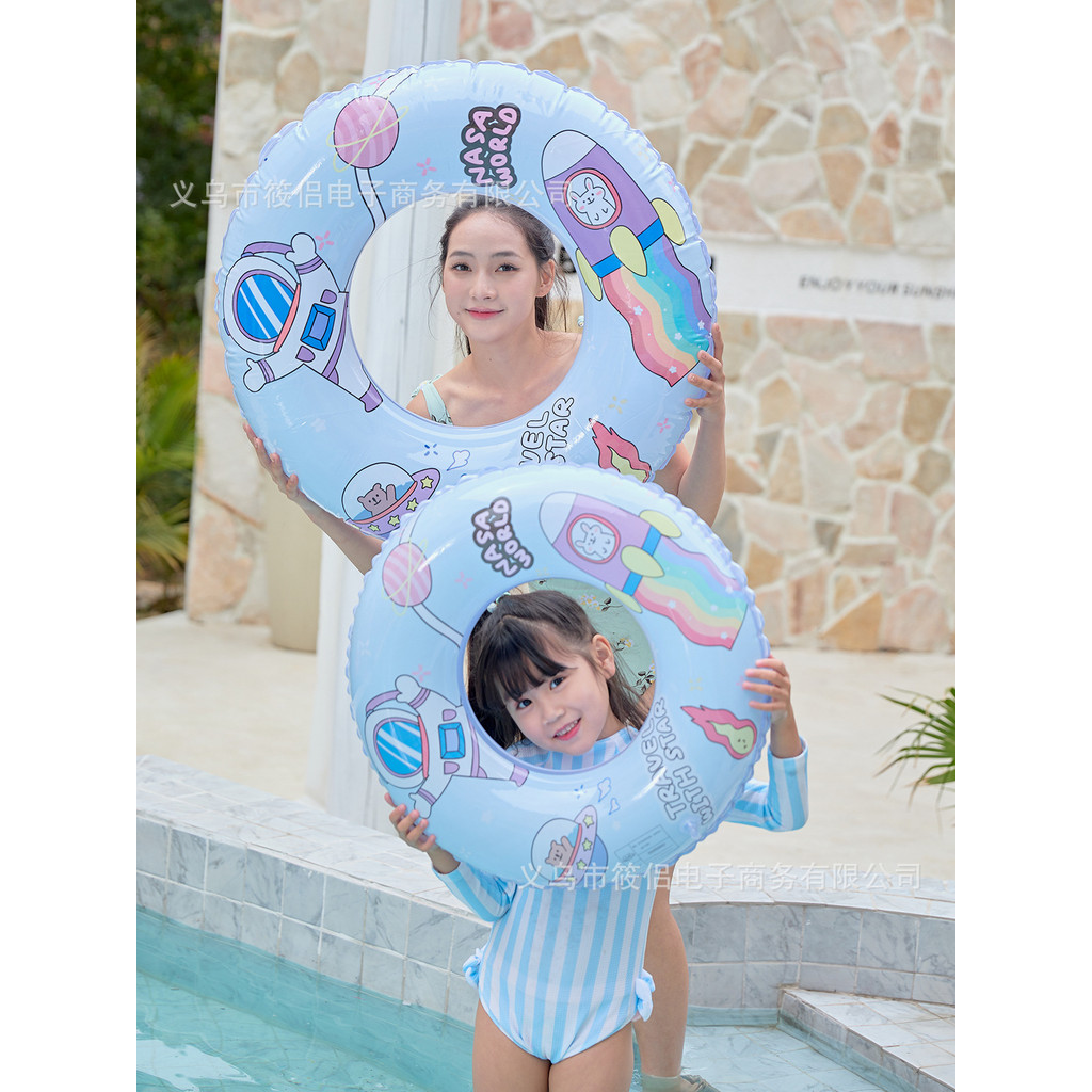 Hot Sale#Couple New Children's Inflatable Swimming Ring Cute Cartoon Rabbit Astronaut Swimming Ring 