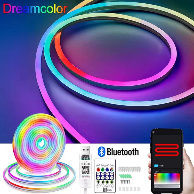 Rgb Neon Dải Đèn Cho Tivi Thông Minh Neon Đèn Dải 5V Băng Ruy Băng Linh Hoạt Đèn Neon Chống Thấm Nướ