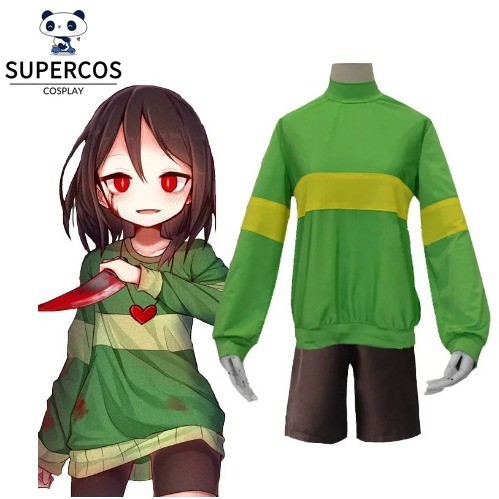 Bộ trang phục cosplay Frisk từ game Undertale, có kèm vòng cổ, phù hợp mặc hàng ngày