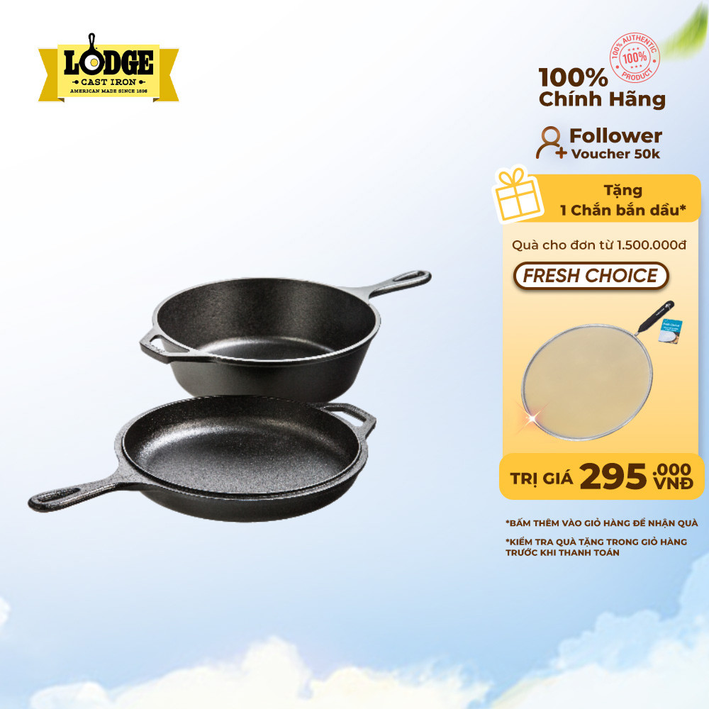 Lodge - Bộ nồi chảo gang - 26cm