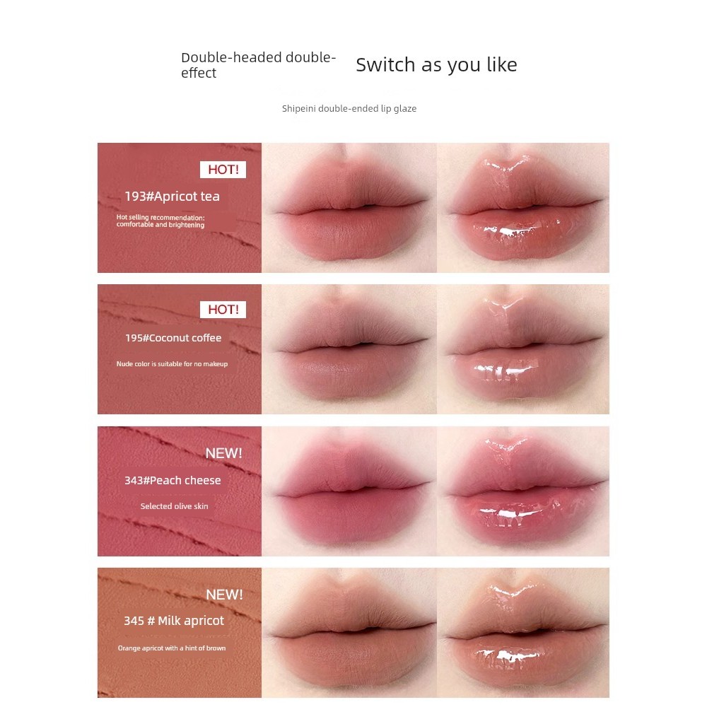 | 【his romand】 | ☛Spenny Hai Đầu Môi Glaze Gương Bóng Nước Son Bóng Son Bóng Son Môi Khỏa Thân Matte
