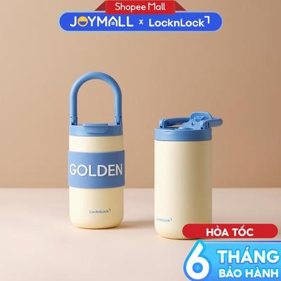 Bình Giữ Nhiệt LocknLock Fold Grip Tumbler LHC4435YEL 420ml, Tay Cầm Gấp Gọn, Hàng Chính Hãng - JoyMall