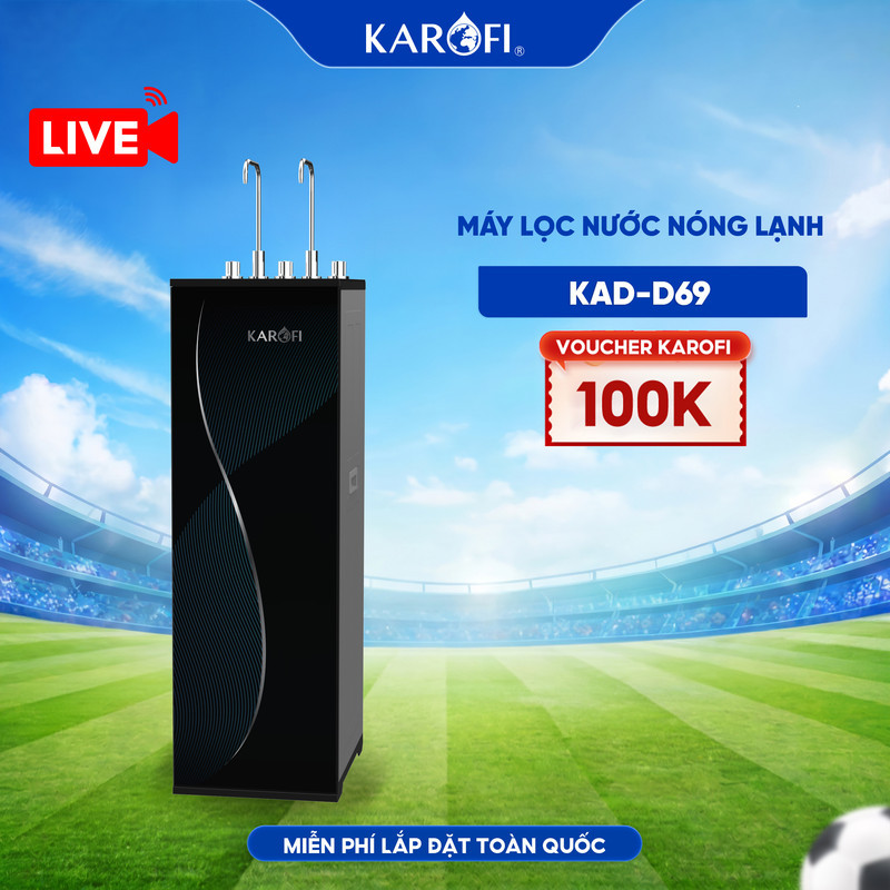 [LIVE] KAD-D69 Máy lọc nước Nóng Lạnh Karofi - 11 lõi, RO Mỹ 100GPD, Công nghệ làm lạnh Zitek 4.0 - 