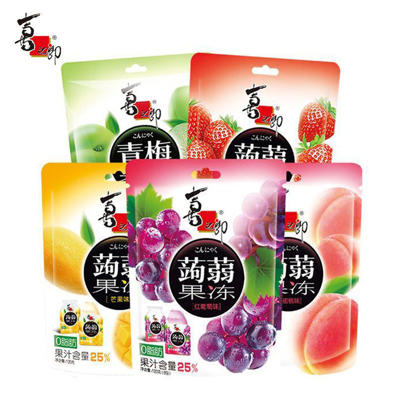 Hàng sẵn có Vận chuyển nhanh Xizhilang Hút Konjac Jelly 120g Hương nho Hương đào 0 Mỡ Konjac Jelly Đ