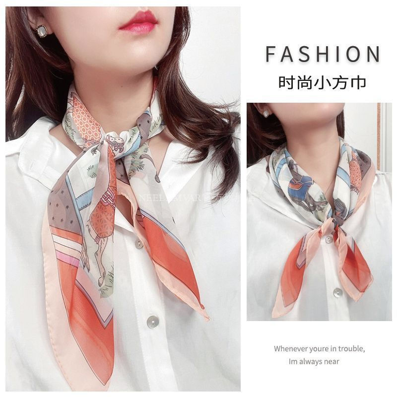 Hot Sale#Elegant Small Square Scarf for Women Versatile Square Scarf65Centimeter Chiffon Neck Warmer
