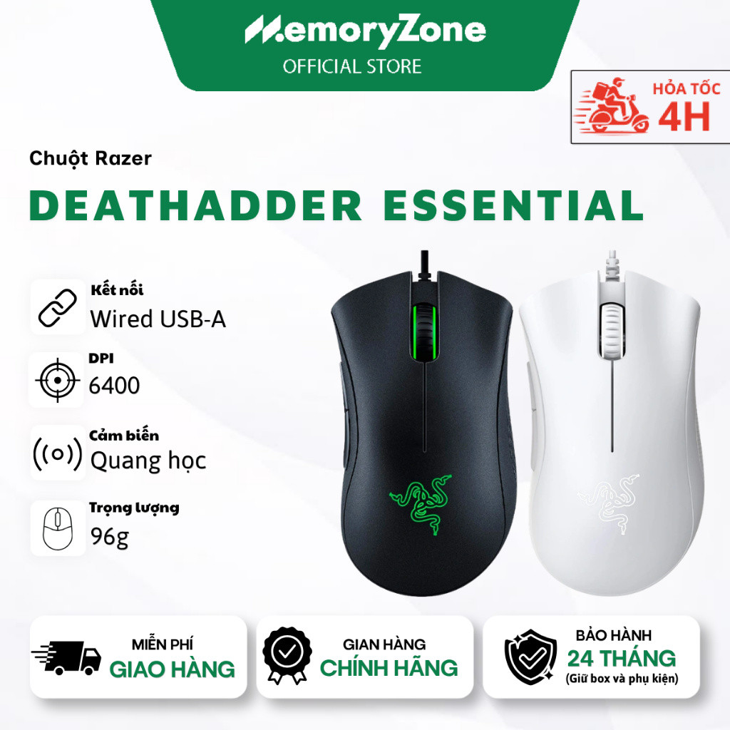 [BEST SELLER] Chuột Gaming Razer DeathAdder Essential - Quang học 6400DPI, 5 Nút Lập Trình, Led Đơn