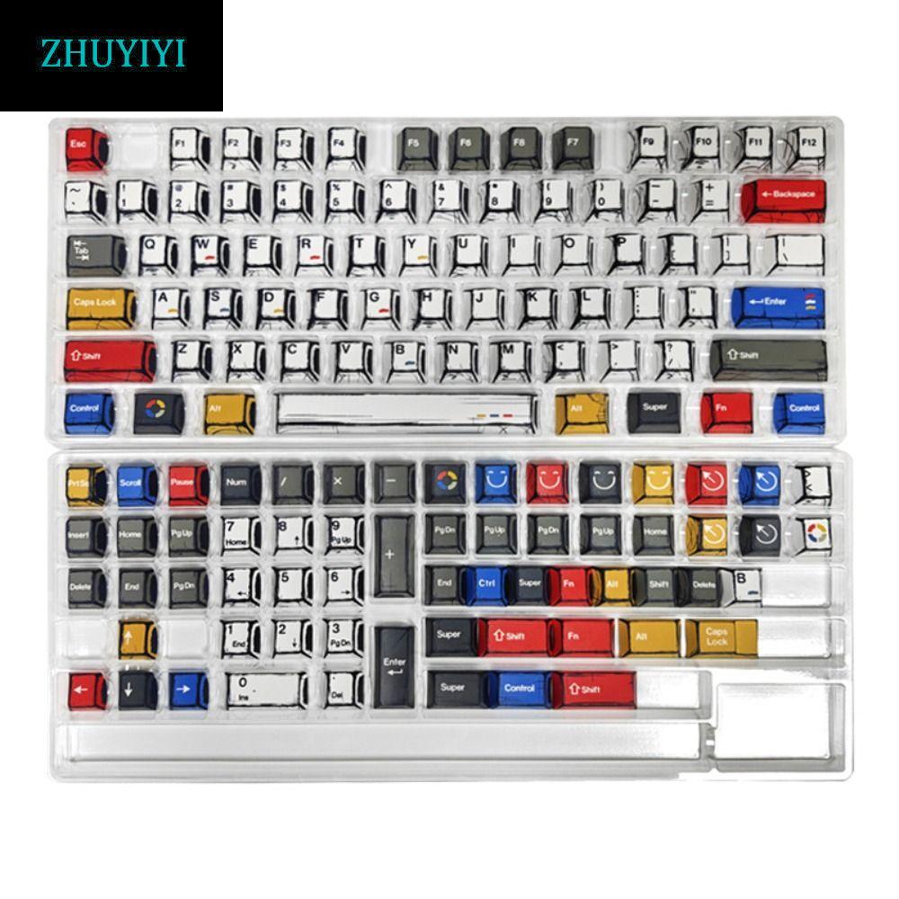 Bộ Keycap ZHUYIYI, 136 Phím Nắp Bàn Phím Chủ Đề Trăm Đèn, KeyCap Chơi Game Phong Cách Manga Cổ Điển 